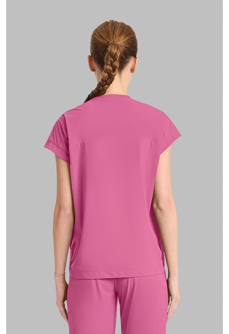 Tropical Pink - Cherokee IN Pursuit Women Scrub Top - Back View