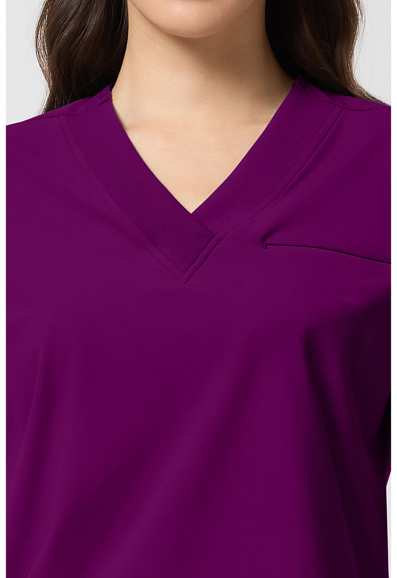 Wine - Women's Dolman V-Neck Scrub Top (View 2)