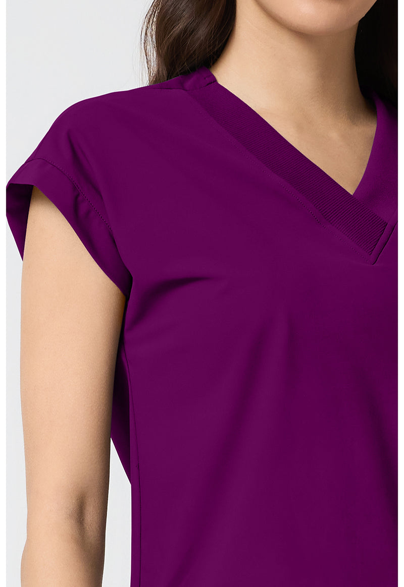 Wine - Women's Dolman V-Neck Scrub Top (View 3)