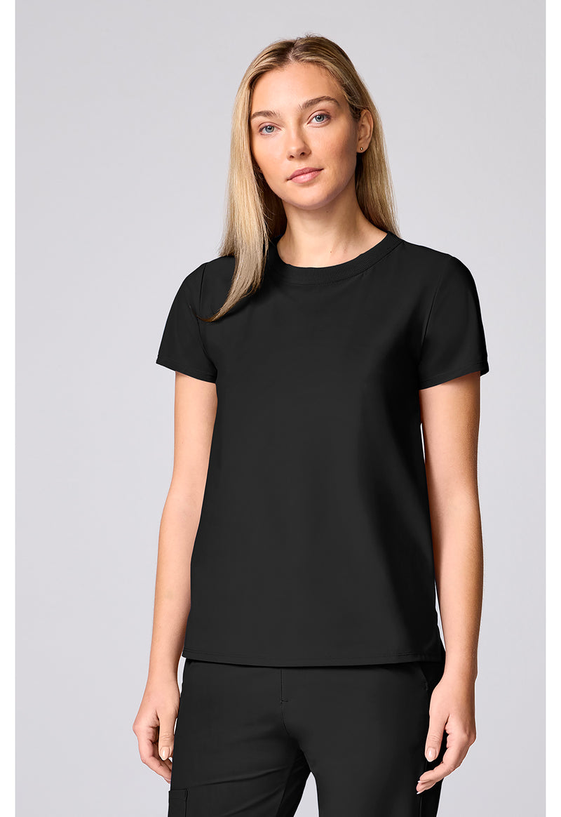 Black - Cherokee IN Pursuit Women Scrub Top - Front View
