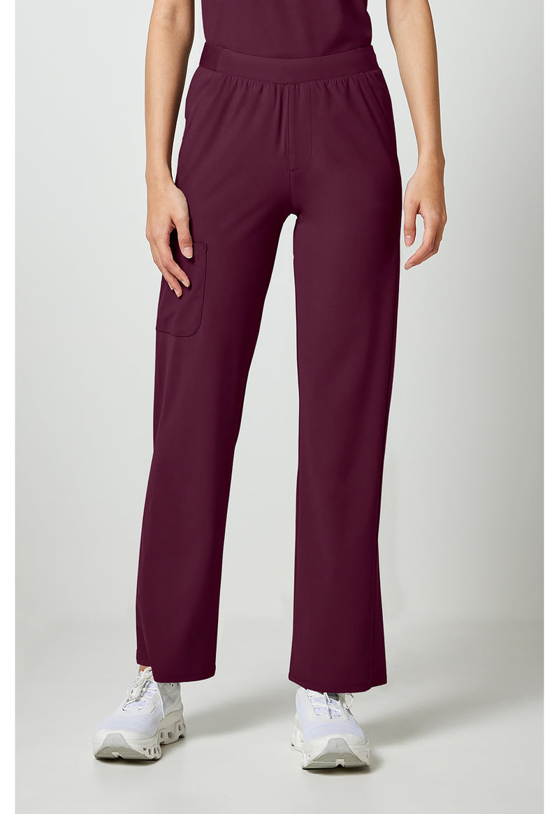 Wine - Cherokee IN Pursuit Women Scrub Pants - Front View