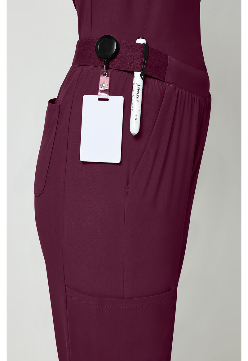 Wine - Women's 4-Pocket Straight Leg Scrub Pants (View 3)
