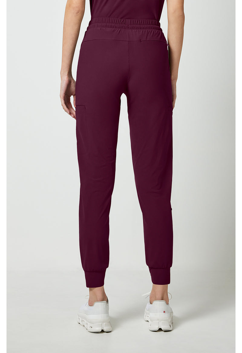 Wine - Cherokee IN Pursuit Women Scrub Pants - Back View