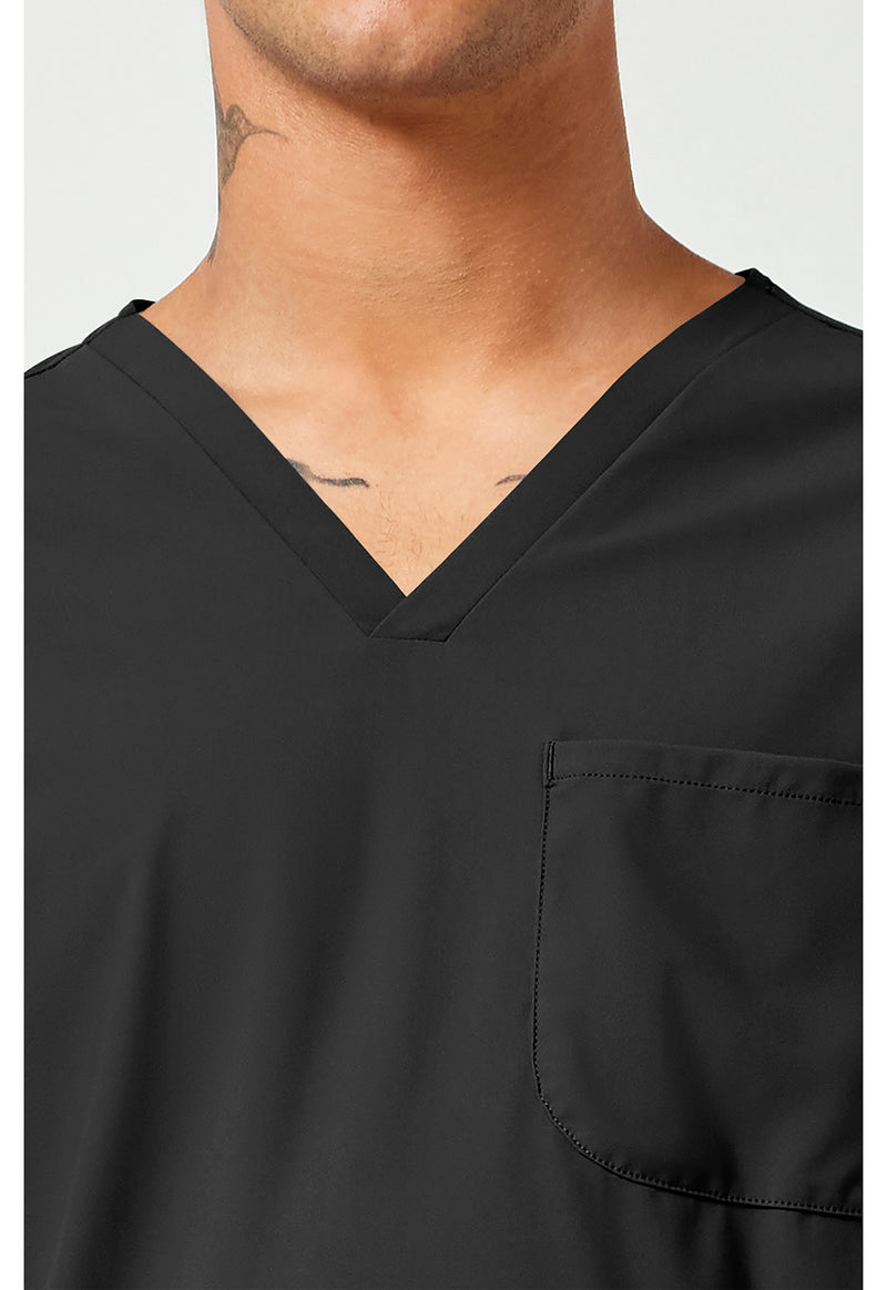 Black - Men's 3 Pocket V-Neck Scrub Top (View 2)