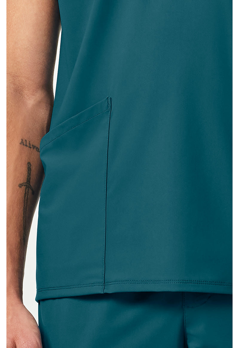 Caribbean Blue - Men's 3 Pocket V-Neck Scrub Top (View 3)