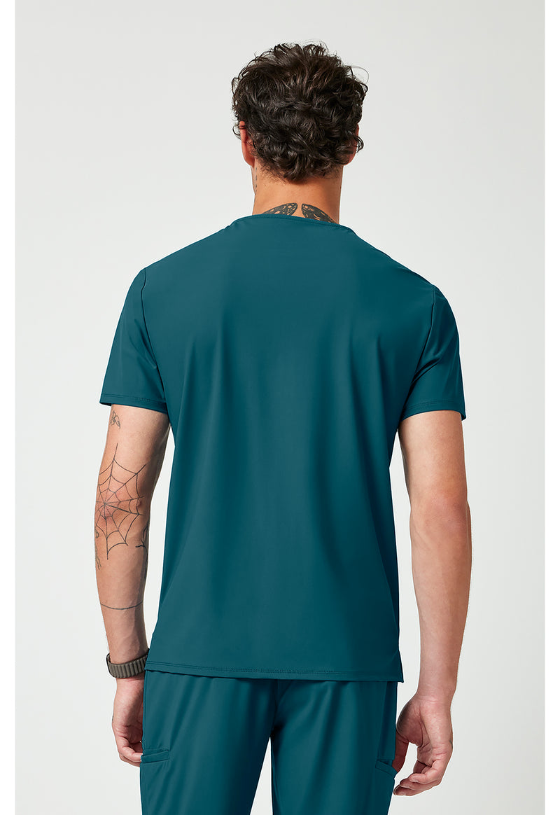 Caribbean Blue - Cherokee IN Pursuit Men Scrub Top - Back View
