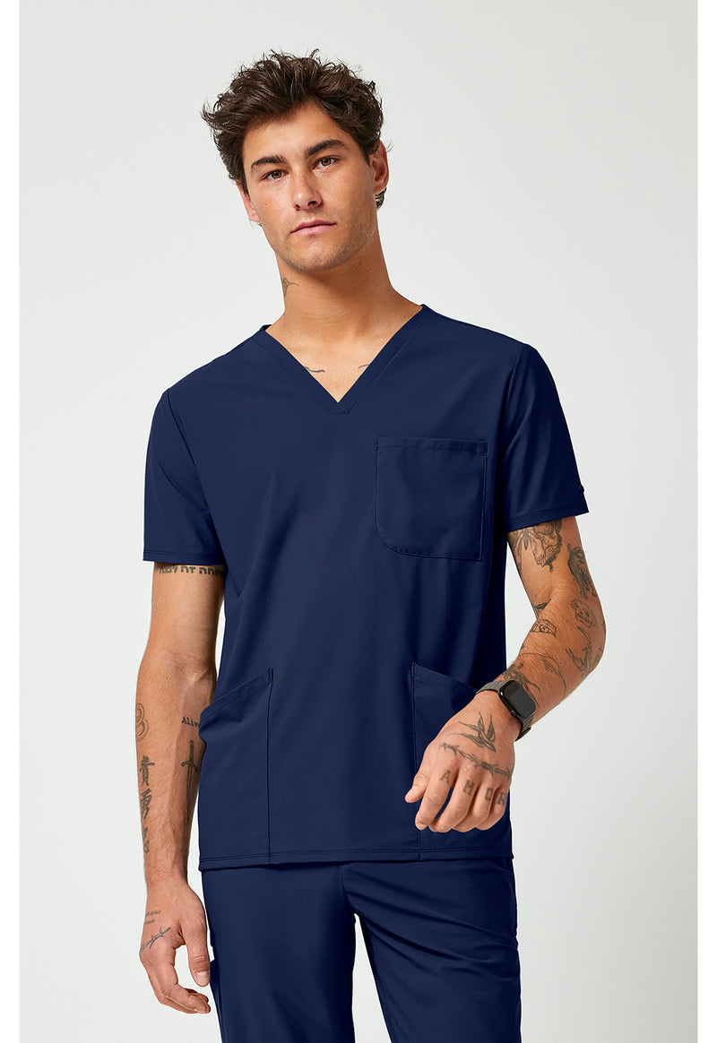 Navy - Men's 3 Pocket V-Neck Scrub Top (View 4)