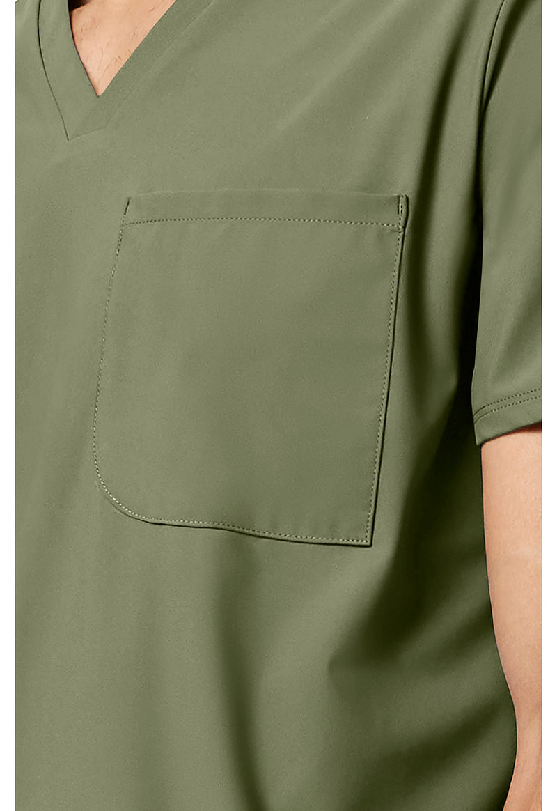 Olive - Men's 3 Pocket V-Neck Scrub Top (View 3)
