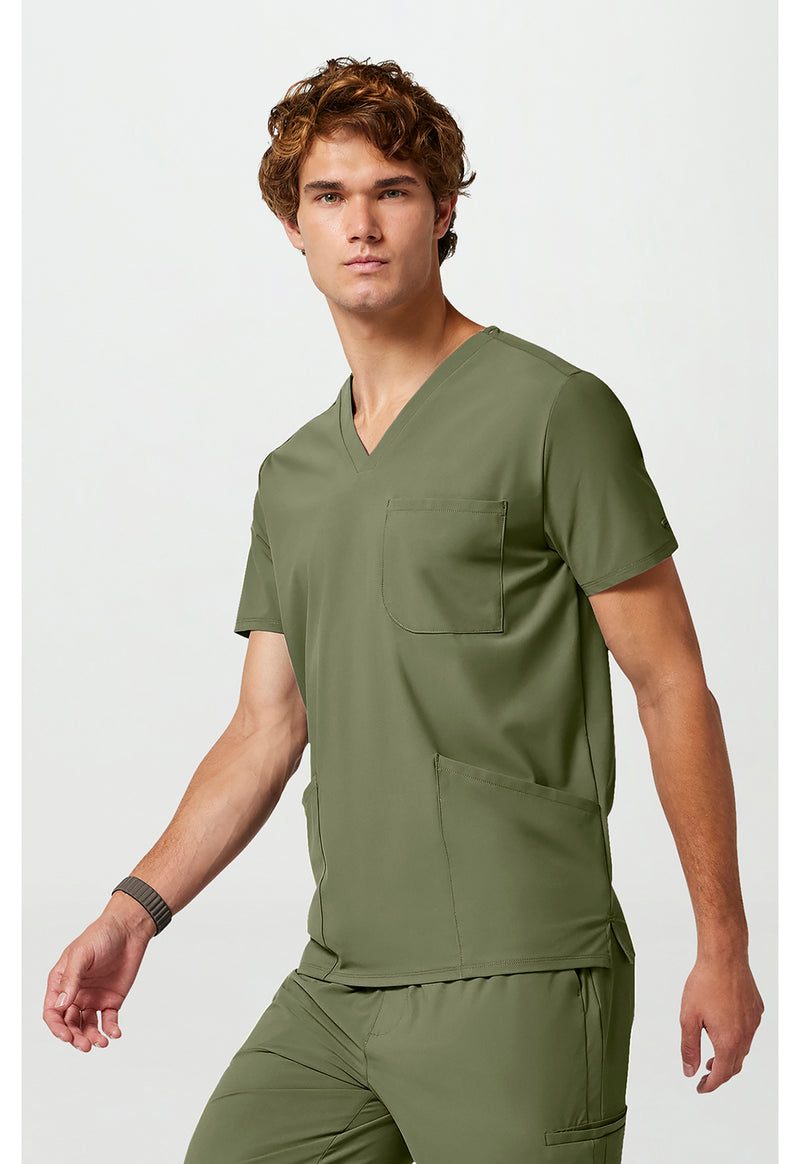 Olive - Men's 3 Pocket V-Neck Scrub Top (View 4)