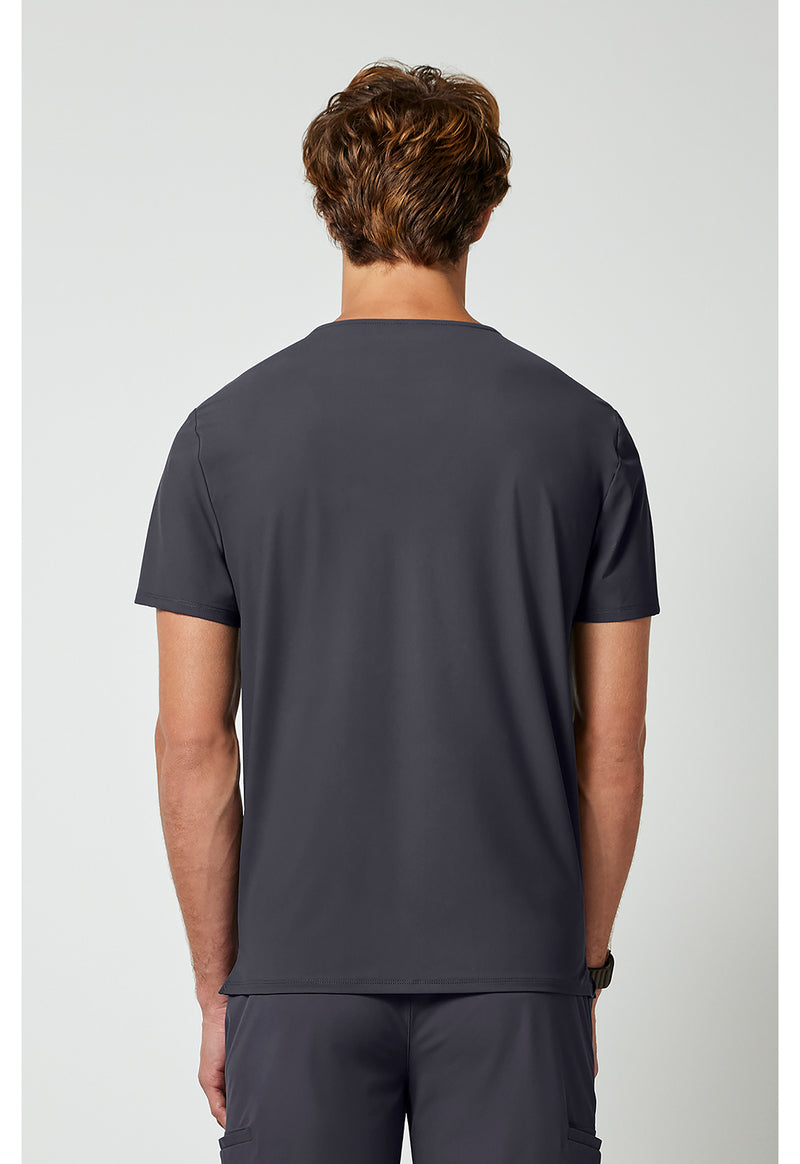 Pewter - Cherokee IN Pursuit Men Scrub Top - Back View
