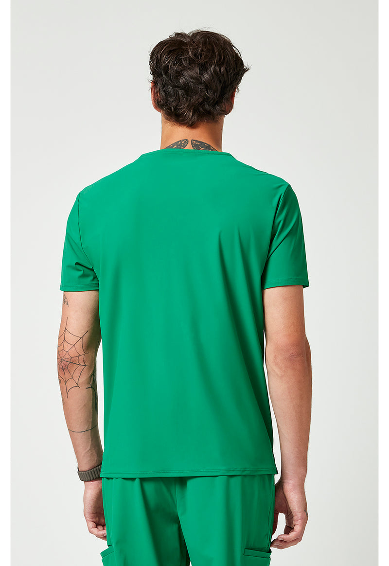 Retro Green - Cherokee IN Pursuit Men Scrub Top - Back View