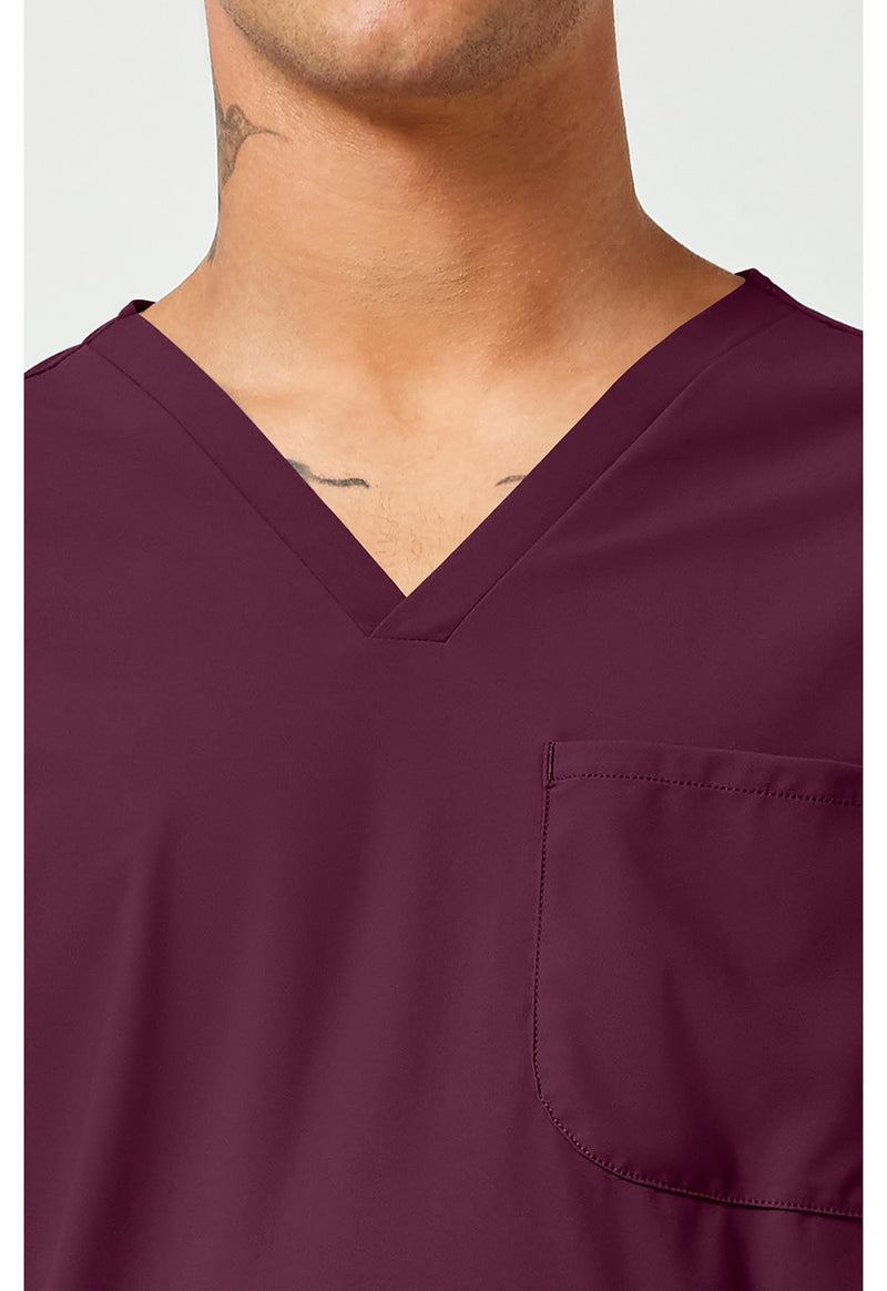 Wine - Men's 3 Pocket V-Neck Scrub Top (View 2)