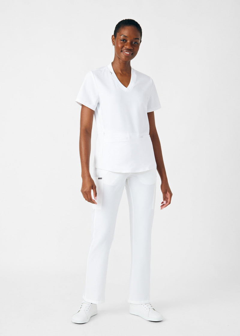 White - Landau Forward Women's 7 Pocket Cargo Scrub Pant for Nursing
