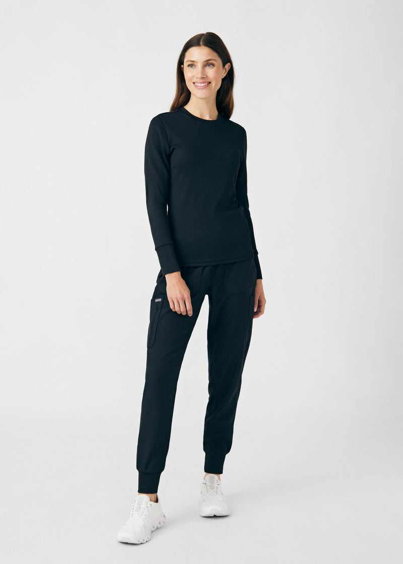 Black - Landau Forward Women's 7 Pocket Cargo Jogger Scrub Pant for Nursing