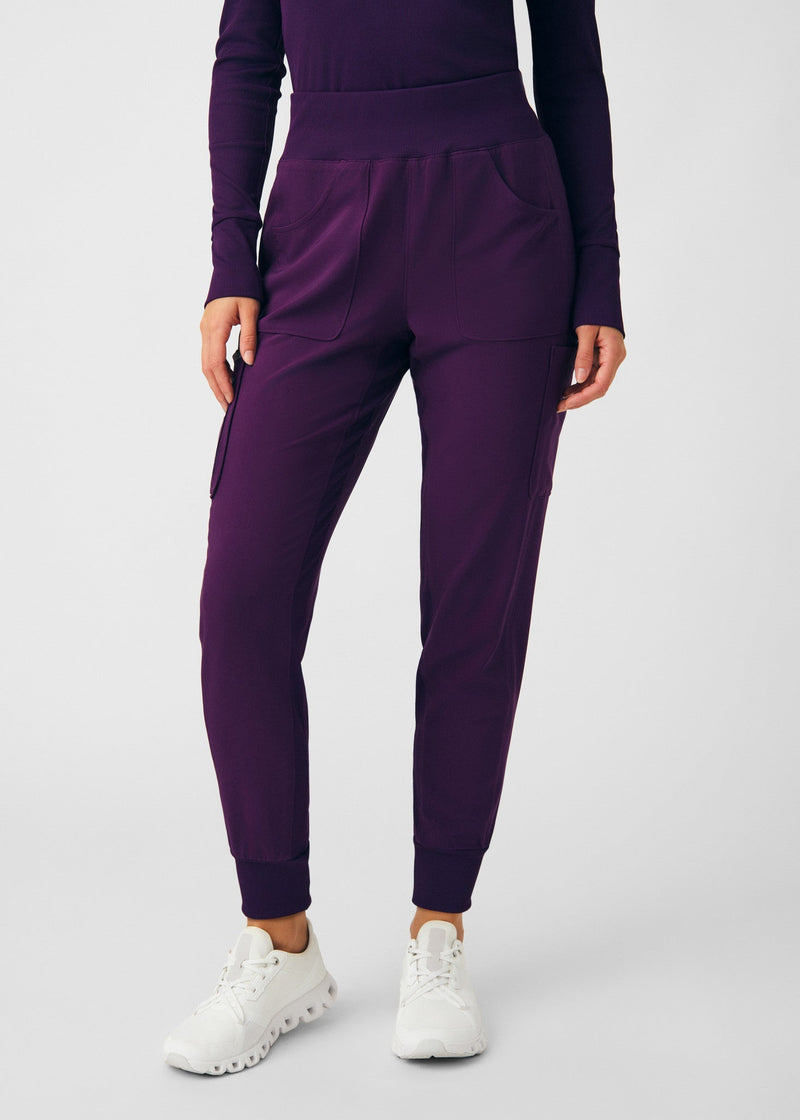 Eggplant - Landau Forward Women's 7 Pocket Cargo Jogger Scrub Pant for Nursing