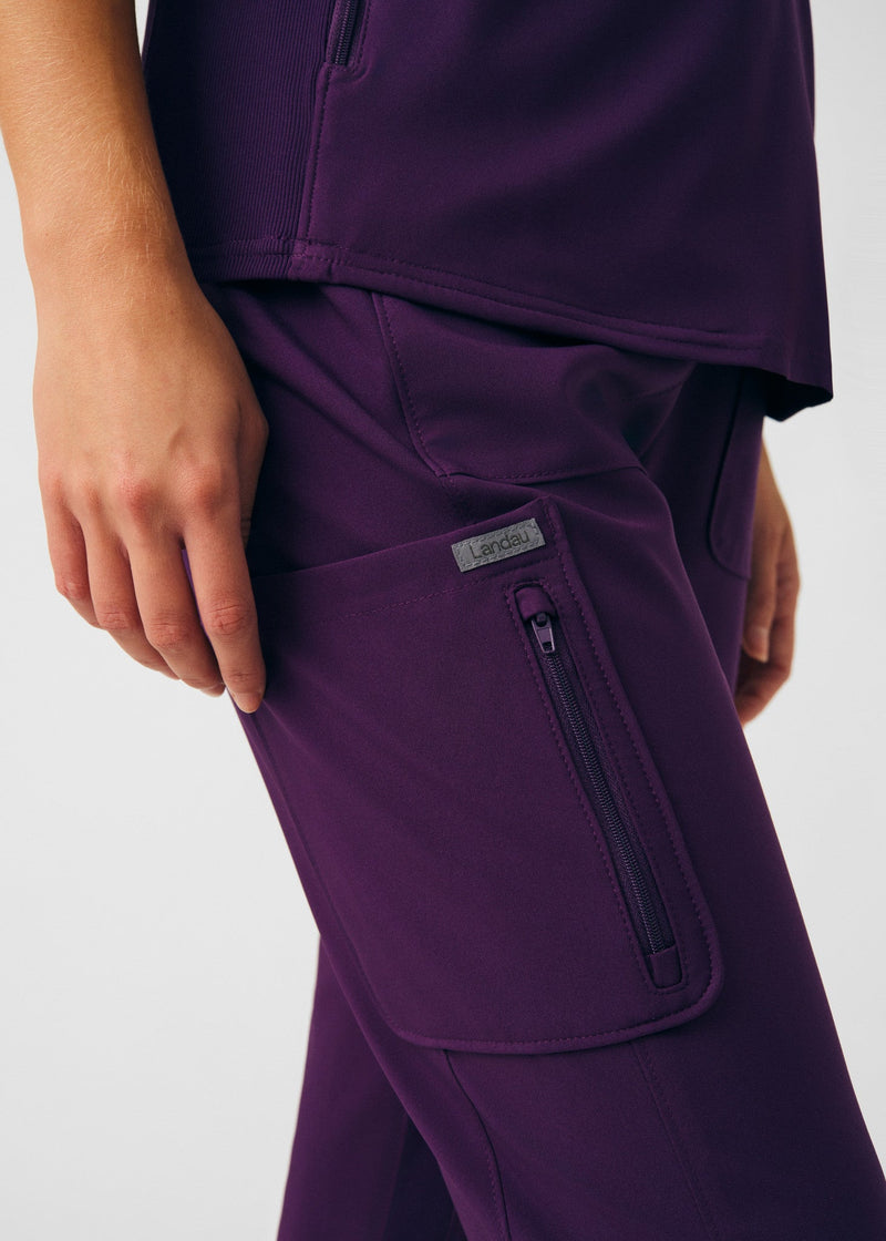 Eggplant - Landau Forward Women's 7 Pocket Cargo Jogger Scrub Pant for Nursing