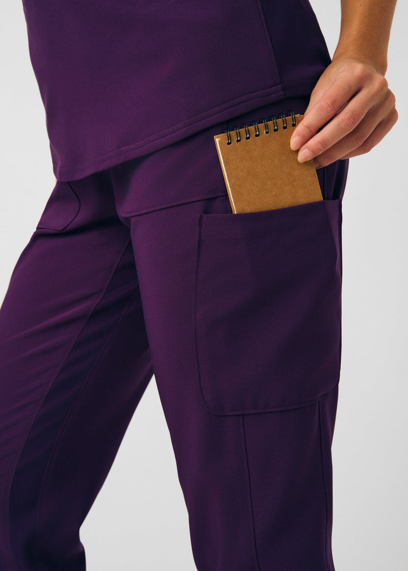 Eggplant - Landau Forward Women's 7 Pocket Cargo Jogger Scrub Pant for Nursing