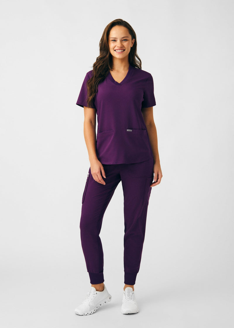 Eggplant - Landau Forward Women's 7 Pocket Cargo Jogger Scrub Pant for Nursing