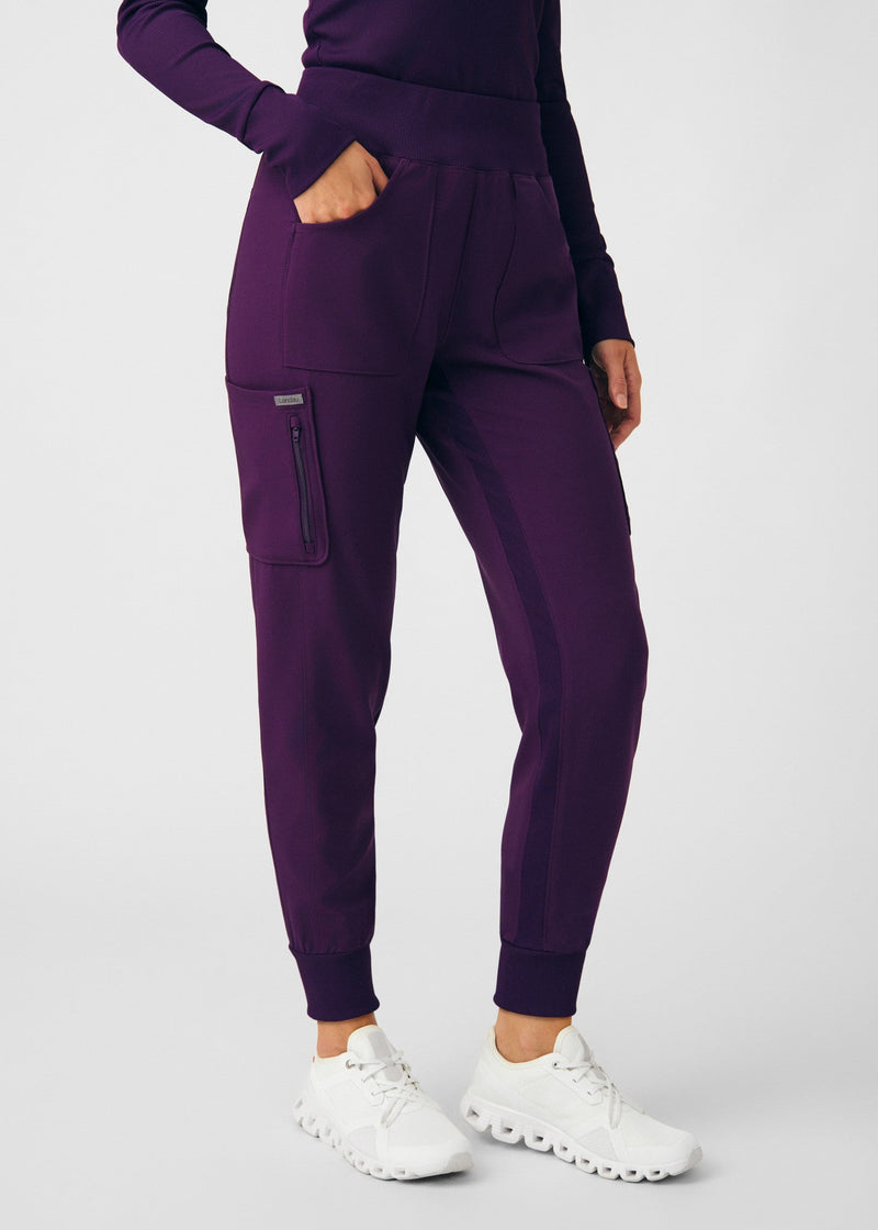 Eggplant - Landau Forward Women's 7 Pocket Cargo Jogger Scrub Pant for Nursing