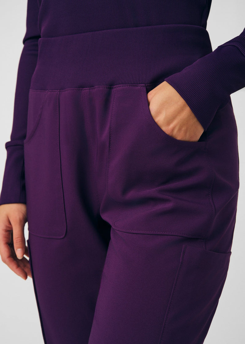 Eggplant - Landau Forward Women's 7 Pocket Cargo Jogger Scrub Pant for Nursing