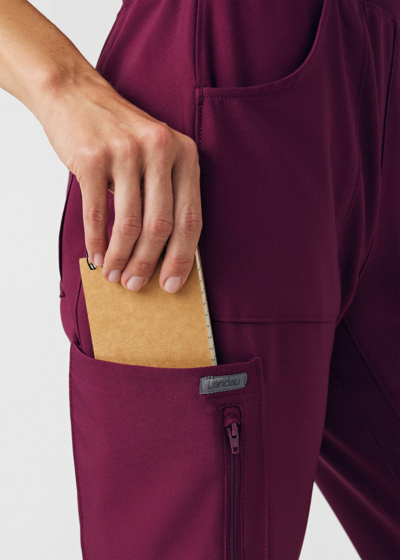 Wine - Landau Forward Women's 7 Pocket Cargo Jogger Scrub Pant for Nursing