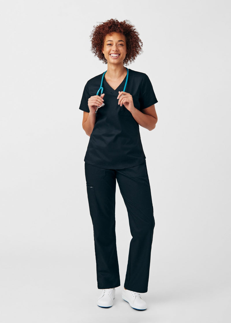 Black - Landau ProFlex Women's 5 Pocket Cargo Scrub Pant for Nursing