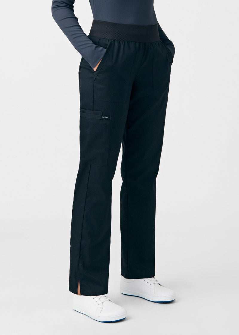 Black - Landau ProFlex Women's 5 Pocket Cargo Scrub Pant for Nursing