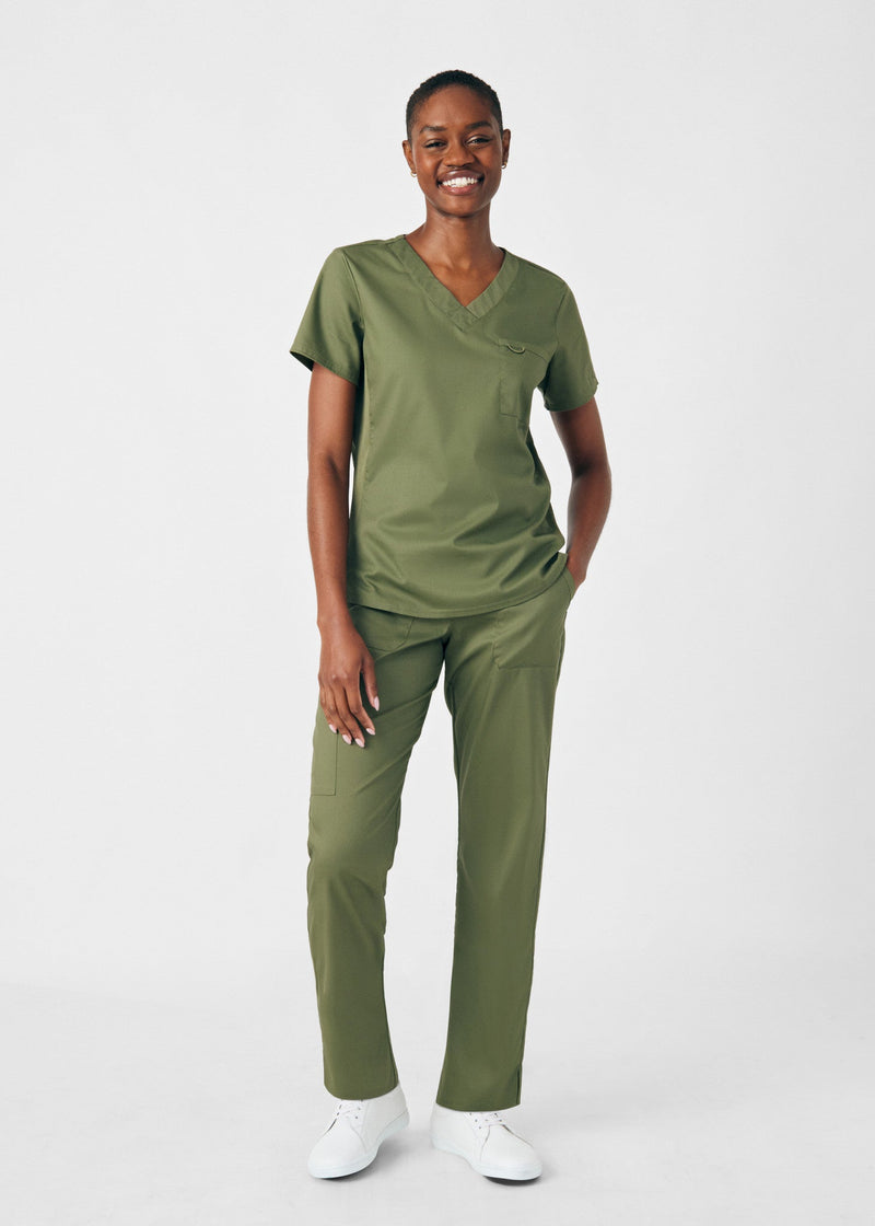 Olive Moss - Landau ProFlex Women's 5 Pocket Cargo Scrub Pant for Nursing