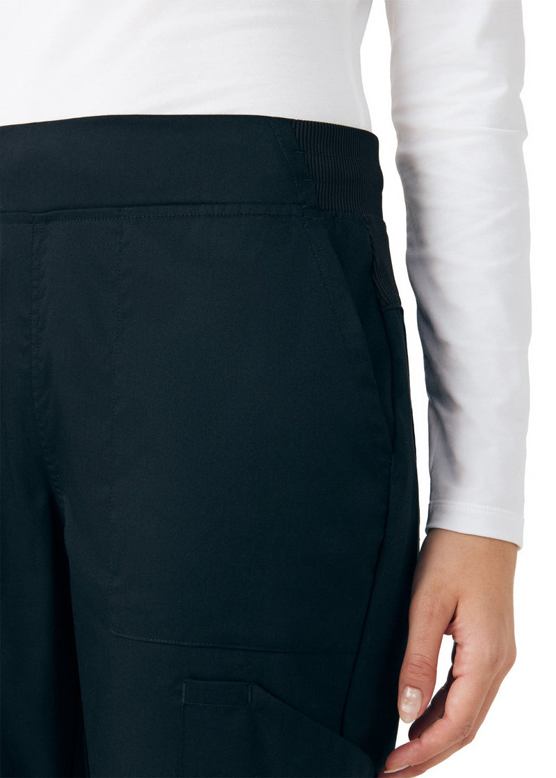 Black - Landau ProFlex Women's 6 Pocket Cargo Jogger Scrub Pant for Nursing