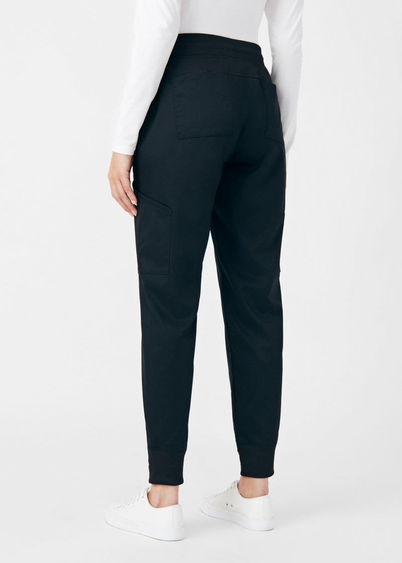 Black - Landau ProFlex Women's 6 Pocket Cargo Jogger Scrub Pant for Nursing