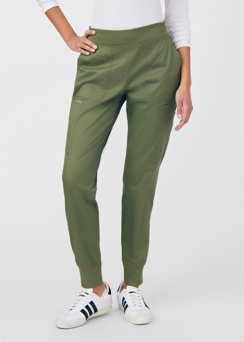Olive Moss - Landau ProFlex Women's 6 Pocket Cargo Jogger Scrub Pant for Nursing