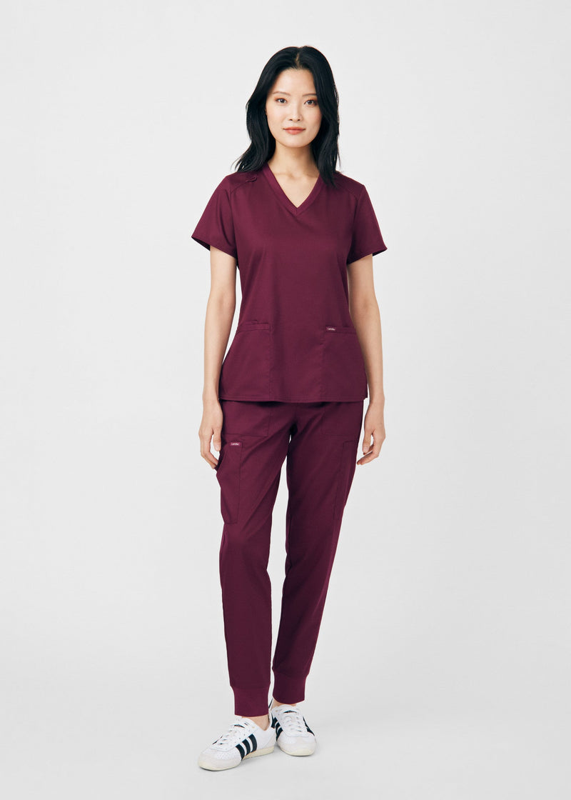 Wine - Landau ProFlex Women's 6 Pocket Cargo Jogger Scrub Pant for Nursing