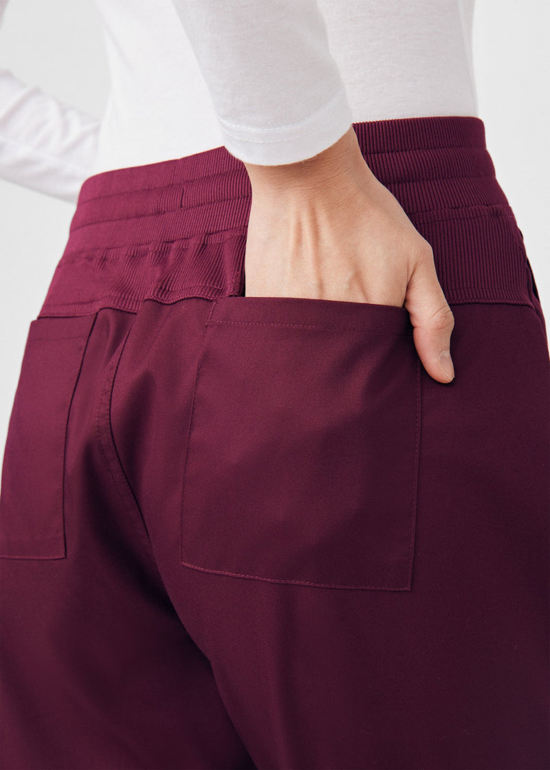 Wine - Landau ProFlex Women's 6 Pocket Cargo Jogger Scrub Pant for Nursing
