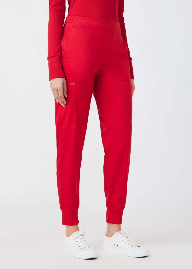 True Red - Landau ProFlex Women's 6 Pocket Cargo Jogger Scrub Pant for Nursing