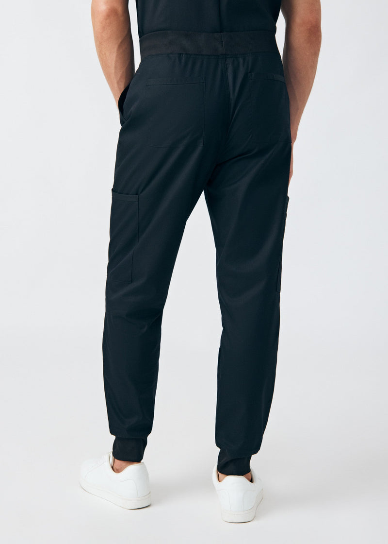 Black - Landau ProFlex Men's 7 Pocket Cargo Jogger Scrub Pant for Nursing