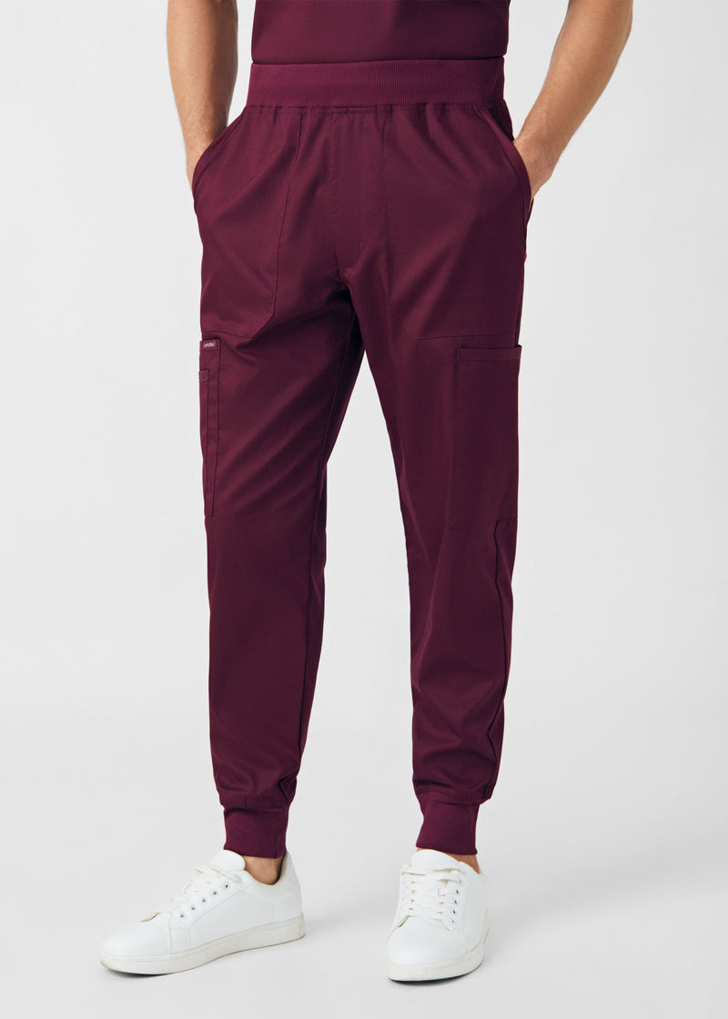 Wine - Landau ProFlex Men's 7 Pocket Cargo Jogger Scrub Pant for Nursing