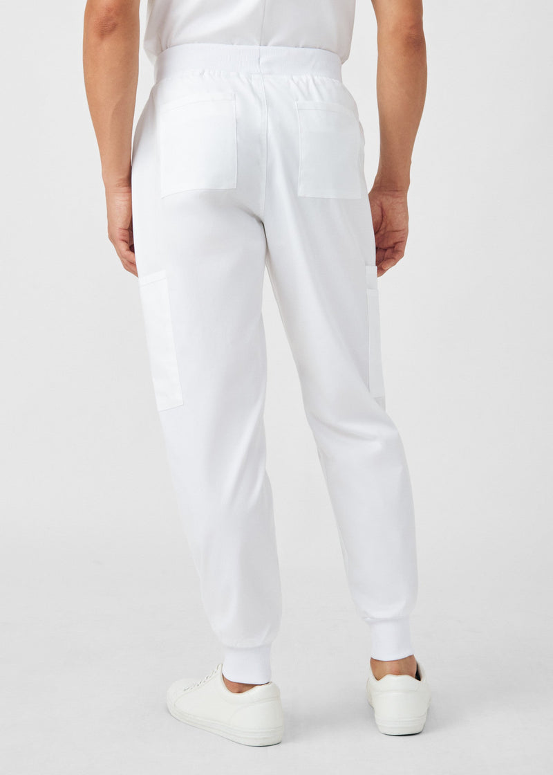 White - Landau ProFlex Men's 7 Pocket Cargo Jogger Scrub Pant for Nursing