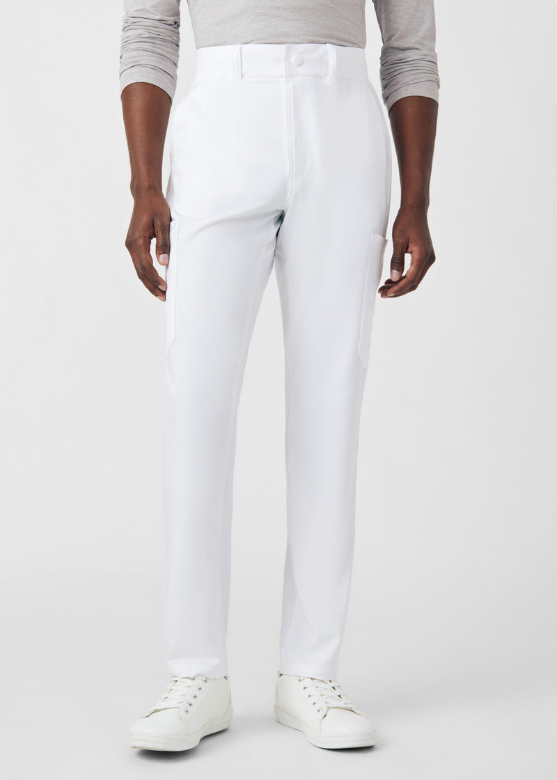 White - Landau Forward Men's 8 Pocket Cargo Scrub Pant for Nursing