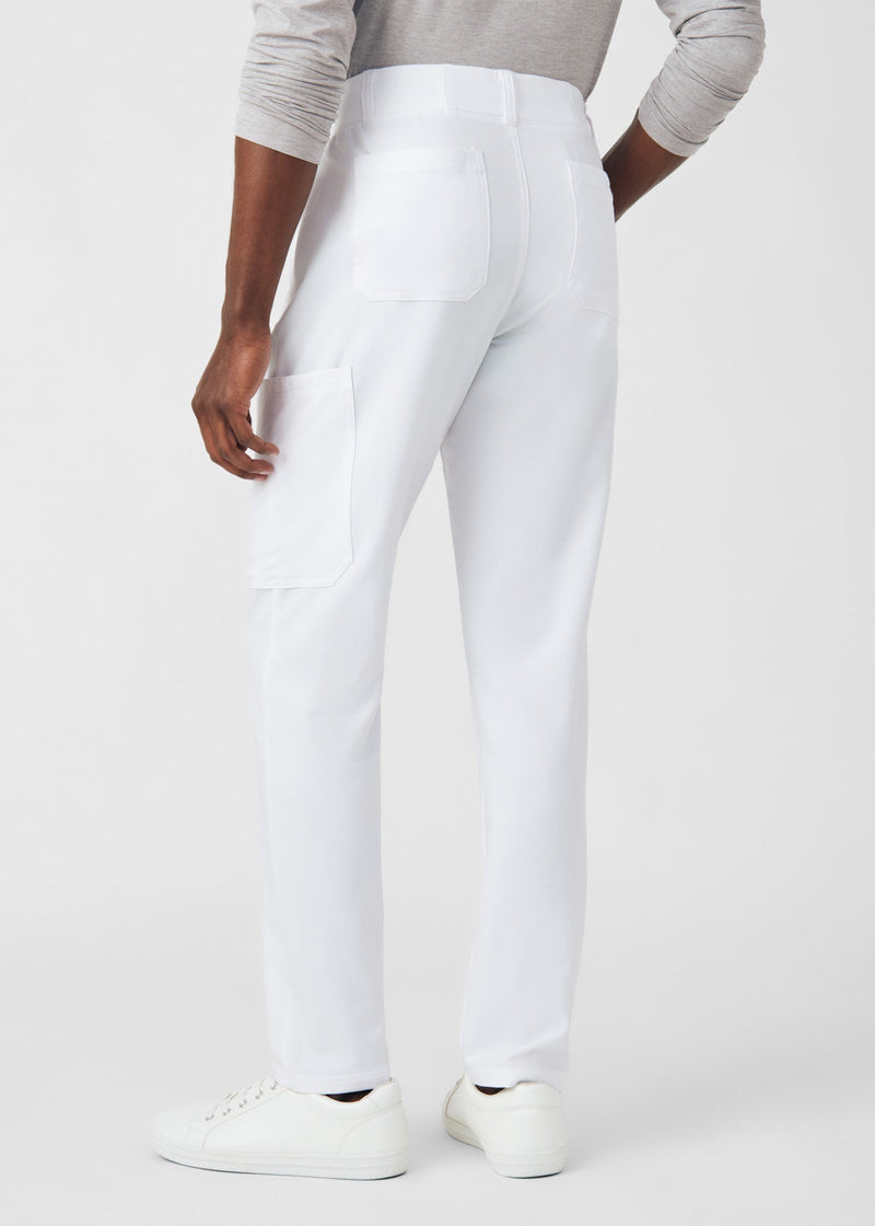 White - Landau Forward Men's 8 Pocket Cargo Scrub Pant for Nursing