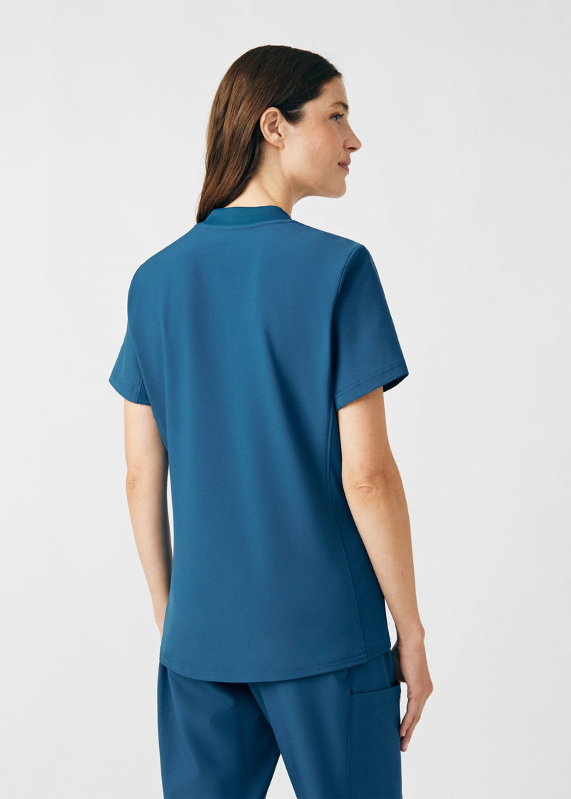 Caribbean - Landau Forward Women's 3 Pocket V-Neck Rib-Knit Scrub Top for Nursing
