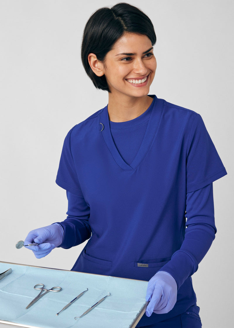 Galaxy - Landau Forward Women's 3 Pocket V-Neck Rib-Knit Scrub Top for Nursing