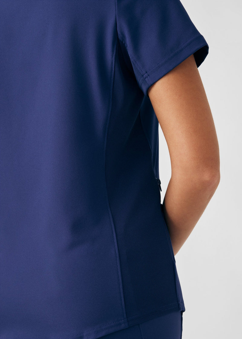 Navy - Landau Forward Women's 3 Pocket V-Neck Rib-Knit Scrub Top for Nursing
