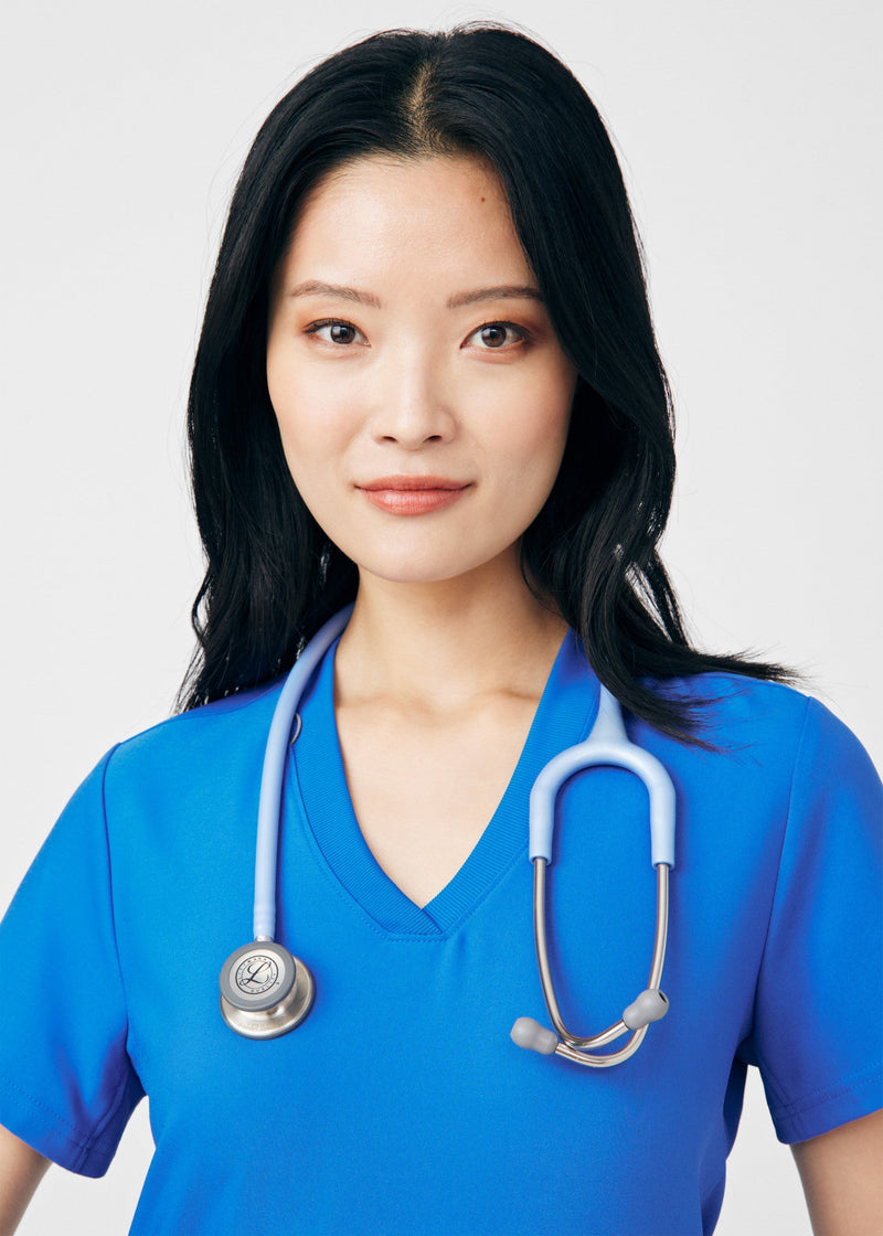 Royal - Landau Forward Women's 3 Pocket V-Neck Rib-Knit Scrub Top for Nursing