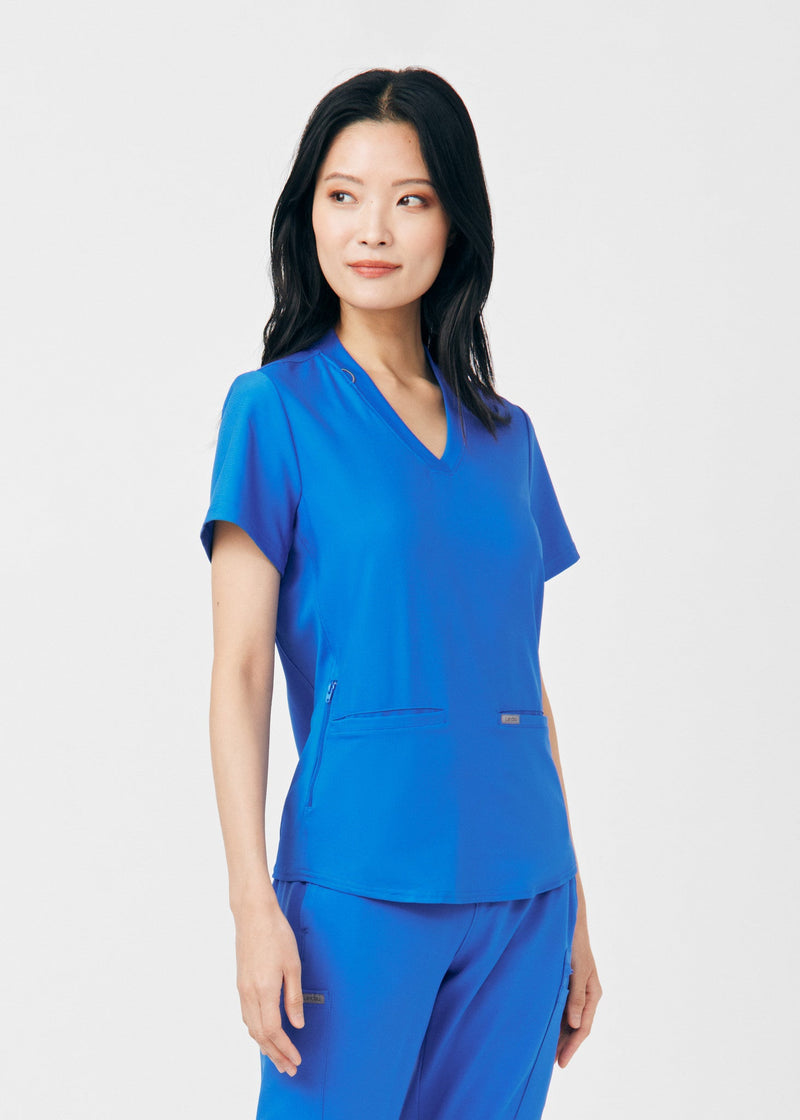 Royal - Landau Forward Women's 3 Pocket V-Neck Rib-Knit Scrub Top for Nursing