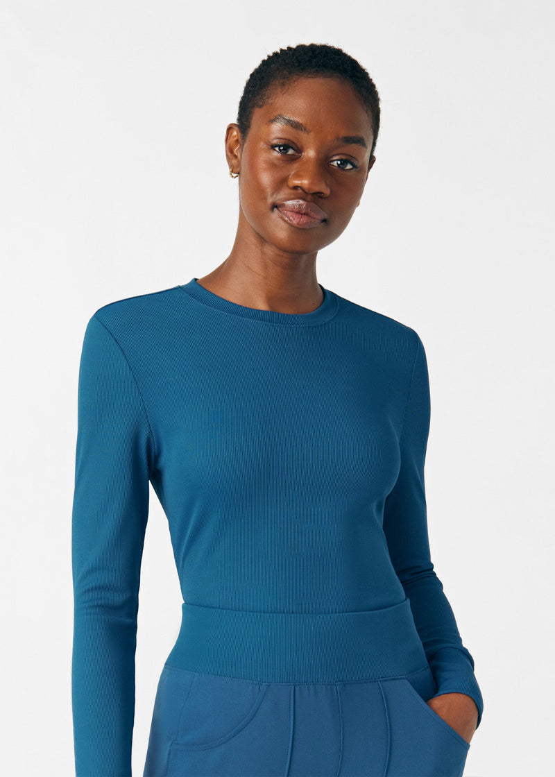 Caribbean - Landau Forward Women's 1 Pocket Long Sleeve Crew Neck Underscrub Tee for Nursing