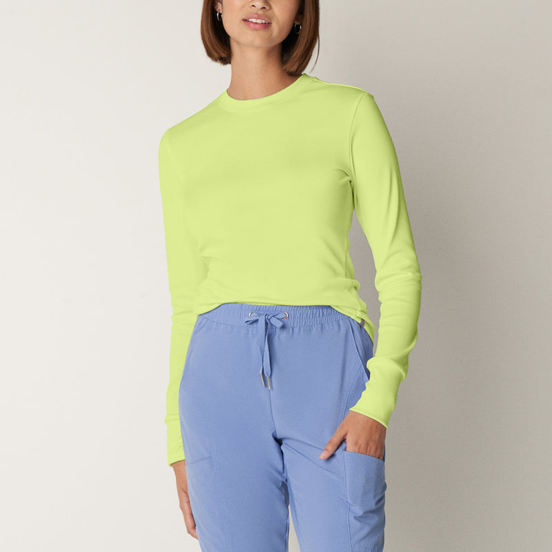 Citron - Landau Forward Women's 1 Pocket Long Sleeve Crew Neck Underscrub Tee for Nursing