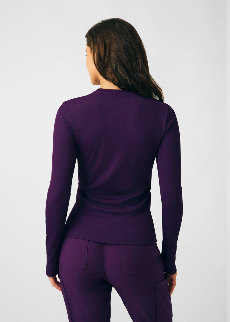Eggplant - Landau Forward Women's 1 Pocket Long Sleeve Crew Neck Underscrub Tee for Nursing