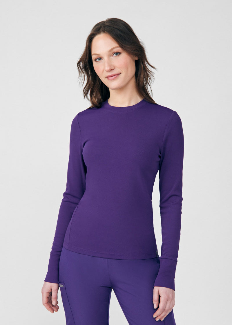 Grape - Landau Forward Women's 1 Pocket Long Sleeve Crew Neck Underscrub Tee for Nursing