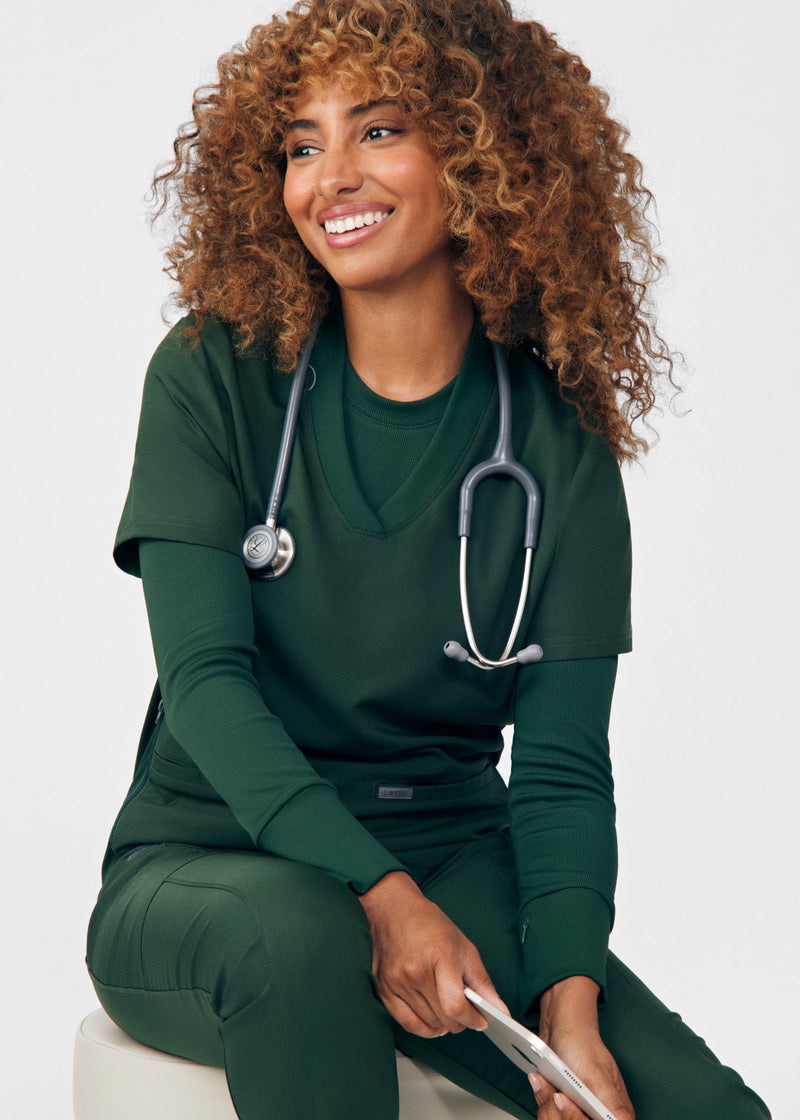 Mountain View - Landau Forward Women's 1 Pocket Long Sleeve Crew Neck Underscrub Tee for Nursing