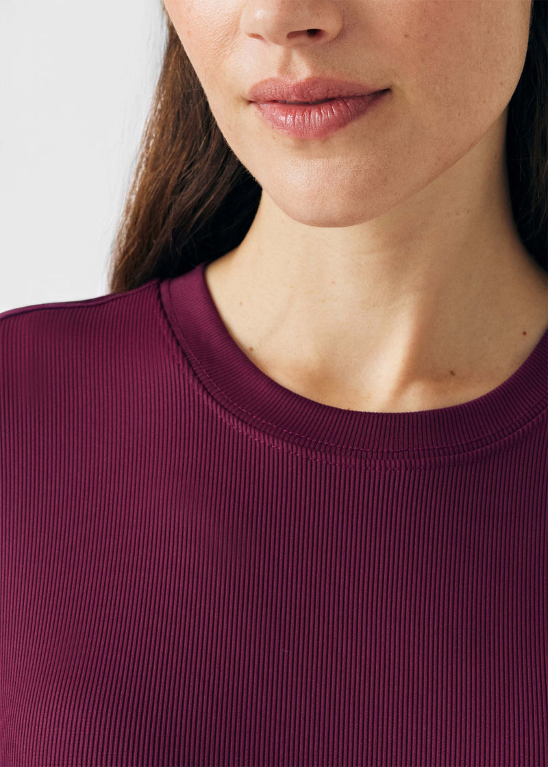 Wine - Landau Forward Women's 1 Pocket Long Sleeve Crew Neck Underscrub Tee for Nursing